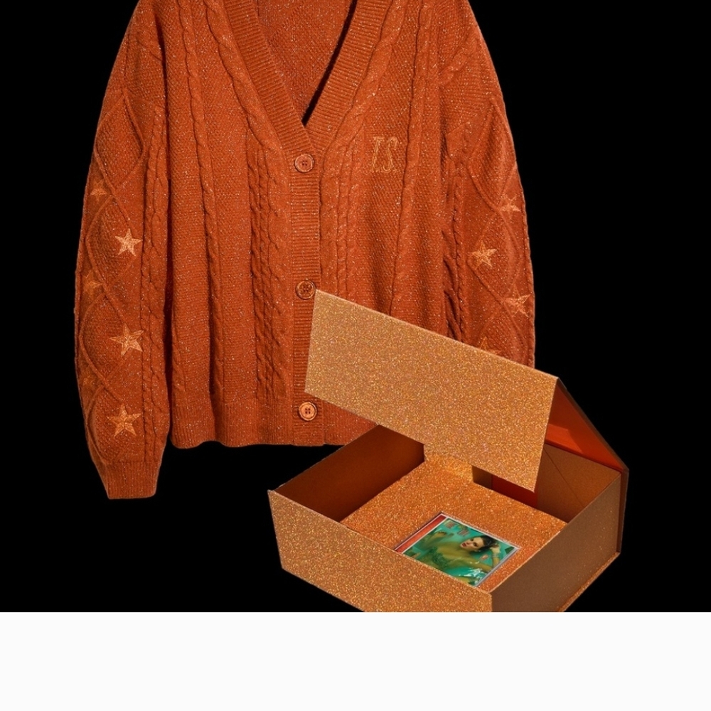 Life of a Showgirl cardigan. New, in box with cd. Size M/ L